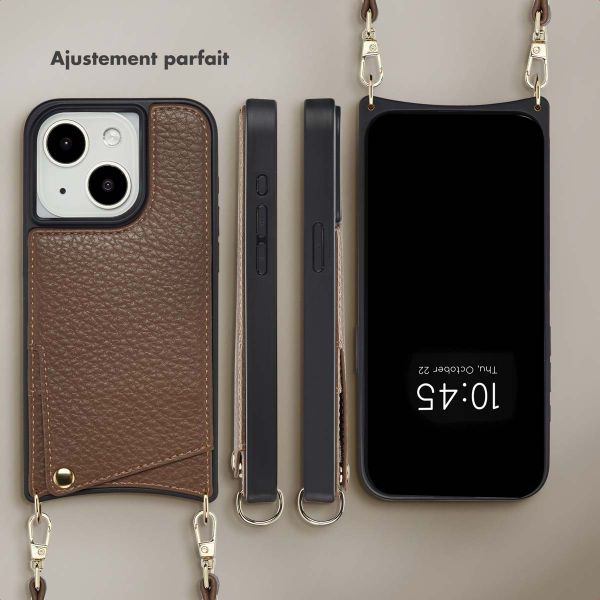 Selencia Coque de télephone Nova avec cordon et porte-cartes Apple iPhone 15 - Mocha Brown