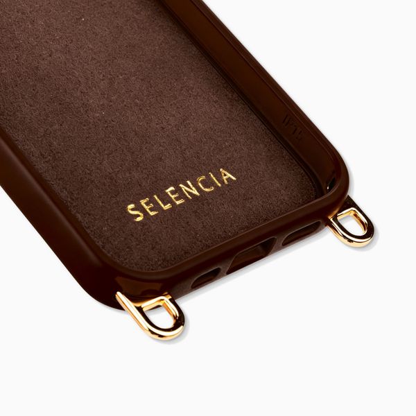 Selencia Coque arrière Rivièra avec MagSafe avec crochets amovibles Apple iPhone 15 - Choco Brown