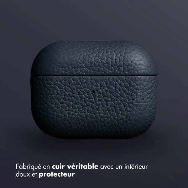 Accezz Coque en Cuir véritable Apple AirPods Pro - Bleu foncé