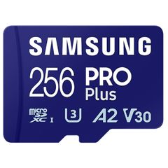 Samsung PRO Plus microSD 2023 - 256GB - Inclus un adaptateur SD - UHS-I/U3/Full HD/4K UHD