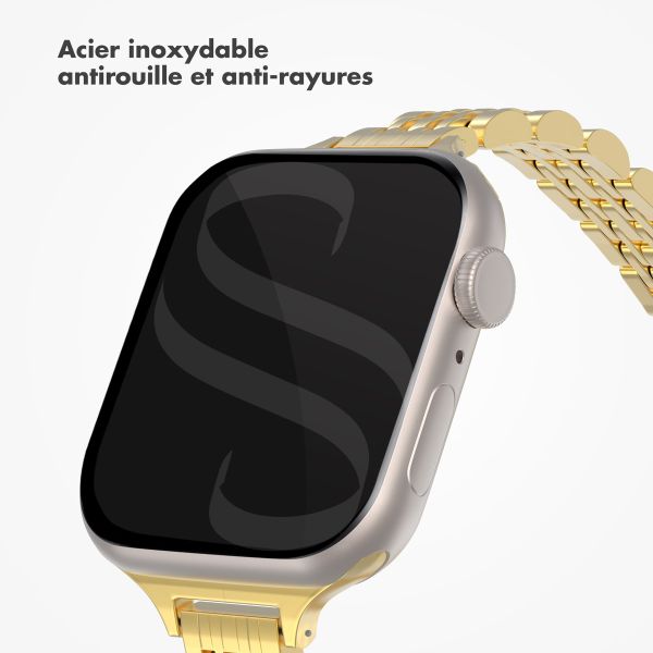 Selencia Bracelet en acier slim style Jubilee Apple Watch Series 1 à 9 / SE (38/40/41 mm) | Series 10 (42 mm) - Or