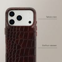 Selencia Coque arrière Croco avec MagSafe Apple iPhone 17 Pro - Choco Brown