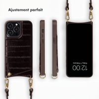 Selencia Nova coque arrière en cuir véritable avec porte-cartes Apple iPhone 13 Pro - Dark Chocolate
