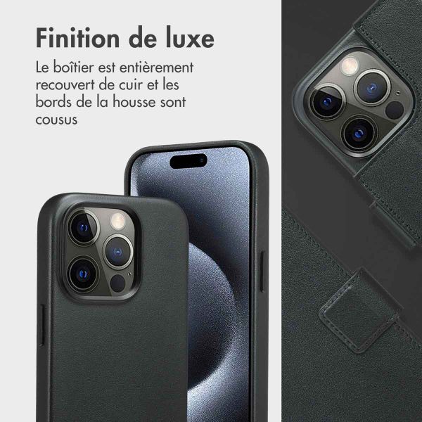 Accezz Étui de télephone portefeuille en cuir 2-en-1 avec MagSafe Apple iPhone 15 Pro - Onyx Black