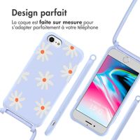 imoshion Coque design en silicone avec cordon Apple iPhone SE (2022 / 2020) / 8 / 7 - Lila Flower Distance