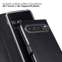 Selencia Étui de téléphone portefeuille en cuir véritable Google Pixel 9 XL - Noir