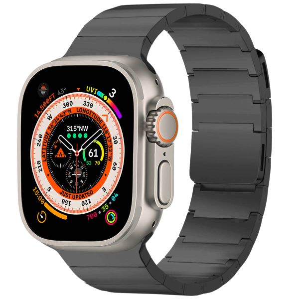 Selencia Bracelet magnétique en acier Apple Watch Series 1-10 / SE / Ultra (2) - 42/44/45/46/49 mm - Noir