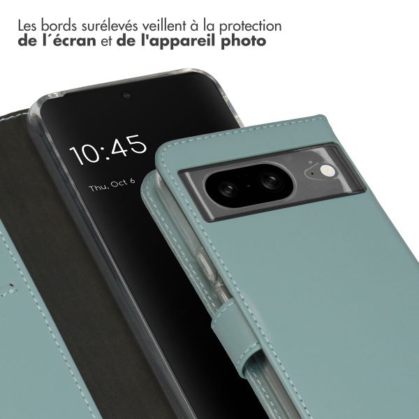 Selencia Étui de téléphone portefeuille en cuir véritable Google Pixel 8 - Air Blue