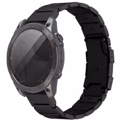 Accezz Bracelet en acier Titane mat  - Connexion Garmin 22 mm - Noir