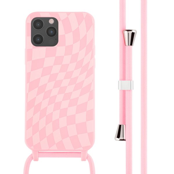 imoshion Coque design en silicone avec cordon iPhone 12 (Pro) - Retro Pink