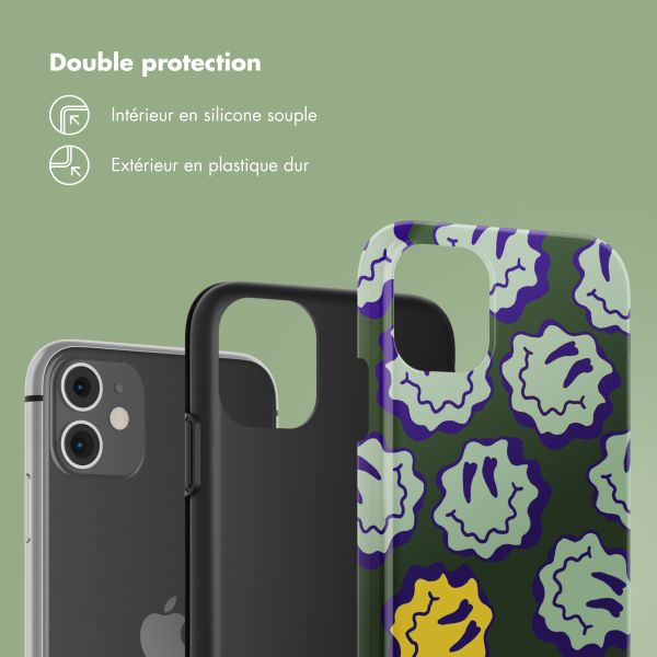 Selencia Coque arrière Vivid Apple iPhone 11 - Wavy Smiley Green