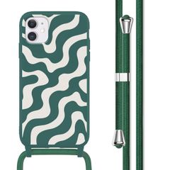 imoshion Coque design en silicone avec cordon Apple iPhone 11 - Petrol Green Groovy