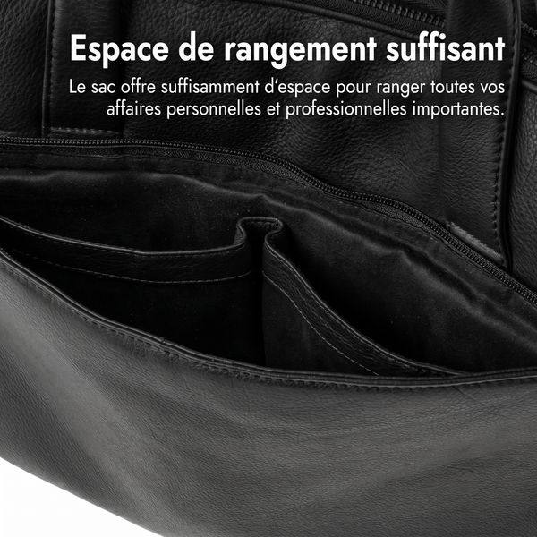 Accezz Leather Sac ordinateur 16 pouces - Noir