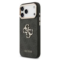Guess Coque 4G Metal Logo Backcover Apple iPhone 17 Pro - Gold Edge - Black
