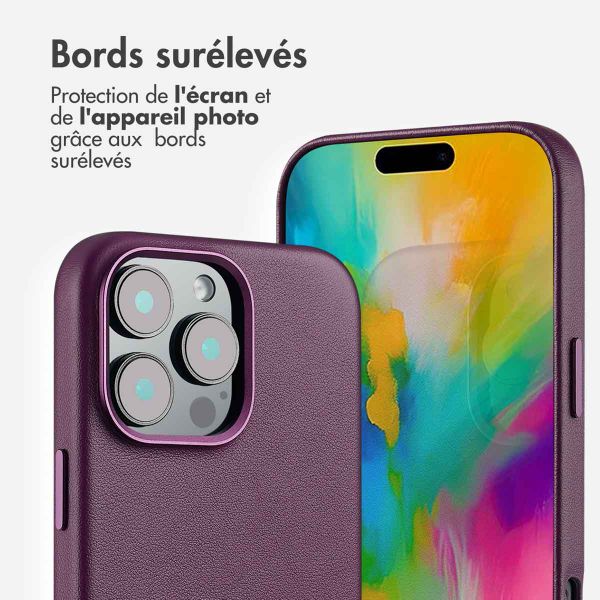 Accezz Coque arrière en cuir avec MagSafe Apple iPhone 16 Pro Max - Heath Purple