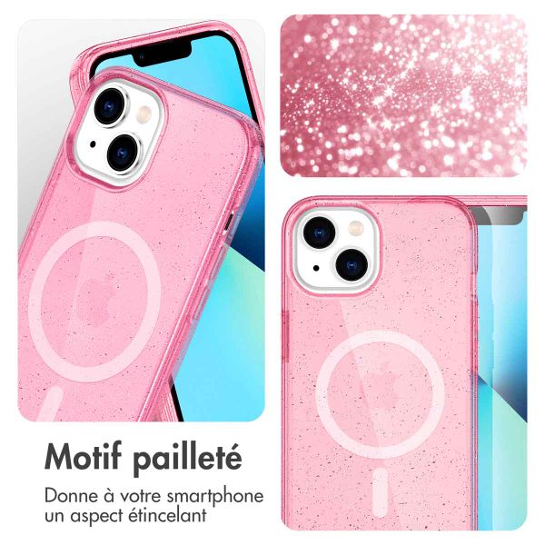 imoshion Coque Pailletée avec MagSafe Apple iPhone 14 - Paillettes Rose