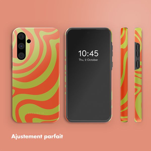 Selencia Coque arrière Vivid Samsung Galaxy A55 - Wavy Swirl Orange Fern