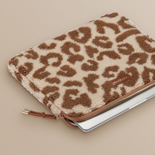 Selencia Pochette ordinateur Teddy 13-14 pouces - Vanilla Leopard