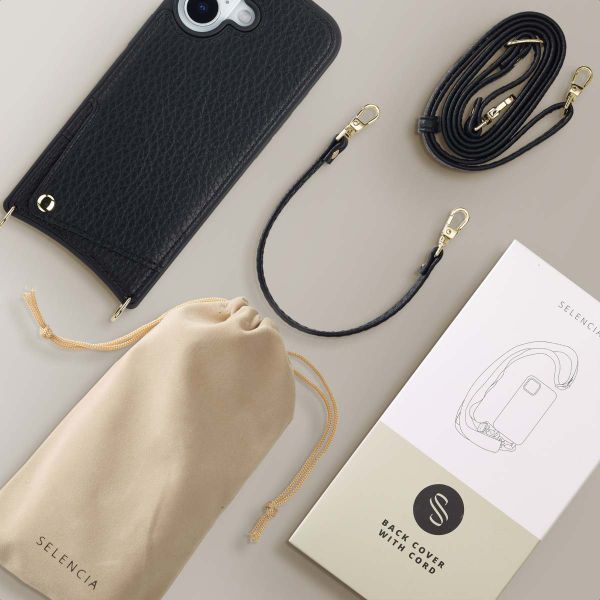 Selencia Coque de télephone Nova avec cordon et porte-cartes Apple iPhone 17 - Noir