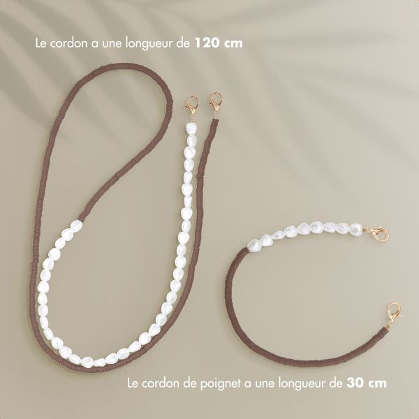 Selencia Ensemble de cordons pour téléphone avec perles et élastiques - Mocha Brown