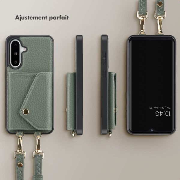 Selencia Coque à cordon avec porte-cartes enveloppe Sera Samsung Galaxy A36 / A56 - Sage Green