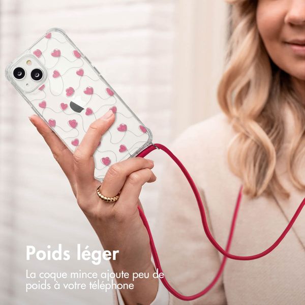 imoshion Coque Design avec cordon Apple iPhone 14 - Dusty Rose Connected Hearts
