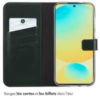 Selencia Étui portefeuille en cuir véritable Samsung Galaxy S25 FE - Vert
