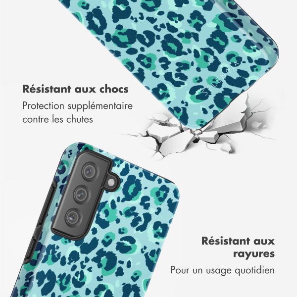 Selencia Coque arrière Vivid Samsung Galaxy S21 FE - Wild Spots Light Blue