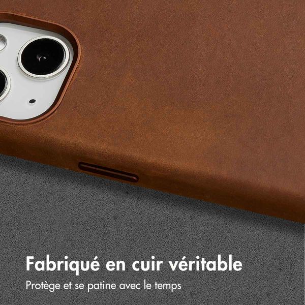 Accezz Coque MagSafe en cuir vintage Apple iPhone 13 - Tabacco Cognac