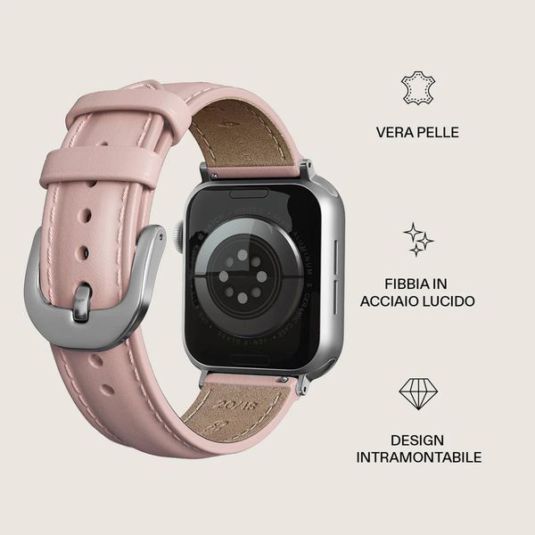 Burga Bracelet en cuir véritable Apple Watch | 38/40/41/42 mm - Pillow Talk / Silver