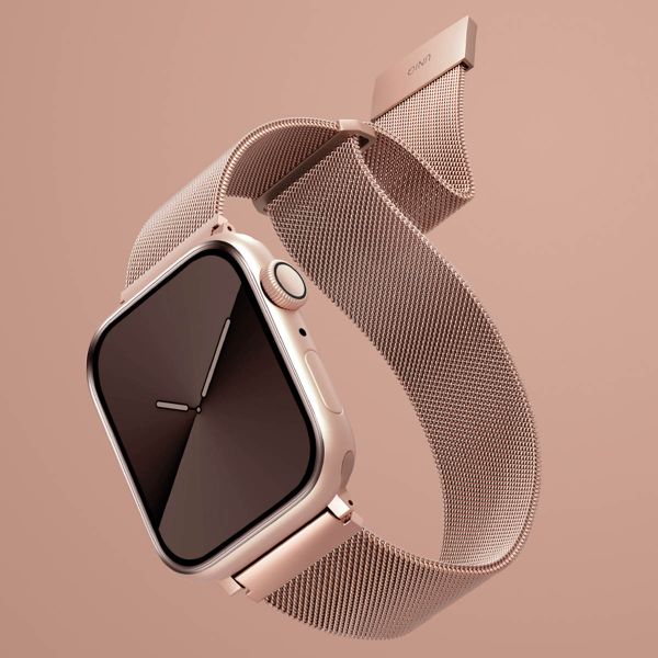 Uniq Bracelet Dante Mesh Milanese en acier Apple Watch Series 1 t/m 9 / SE (38/40/41 mm) | Series 10 / 11 (42 mm) - Rose