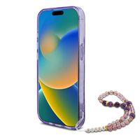 Guess MagSafe IML Flowers Case avec beads strap iPhone 15 Pro - Purple