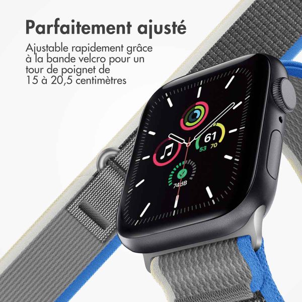 imoshion Bracelet Trail en nylon Apple Watch Series 1 t/m 9 / SE (38/40/41 mm) | Series 10 / 11 (42 mm) - Blue / Grey