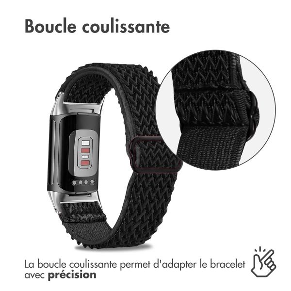 imoshion Bracelet élastique en nylon le Fitbit Charge 5 / Charge 6 - Noir