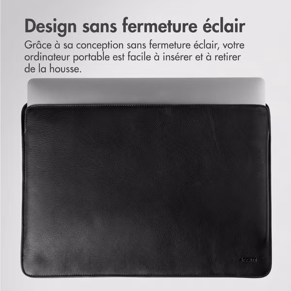 Accezz Leather Pochette ordinateur Apple MacBook 14 pouces - Noir