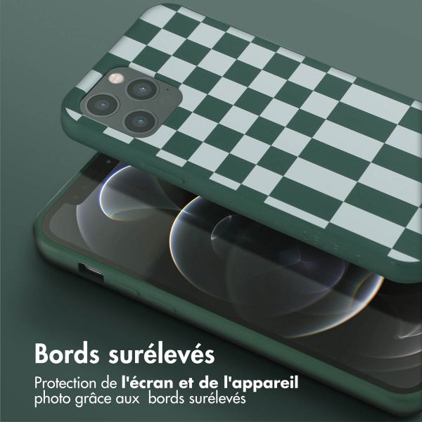Selencia ﻿Coque design en silicone avec cordon amovible Apple iPhone 12 (Pro) - Irregular Check Green