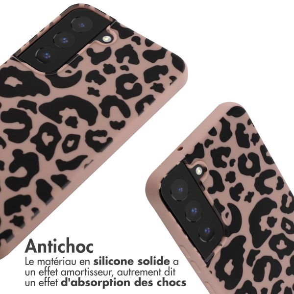 imoshion Coque design en silicone avec cordon Samsung Galaxy S22 - Animal Pink