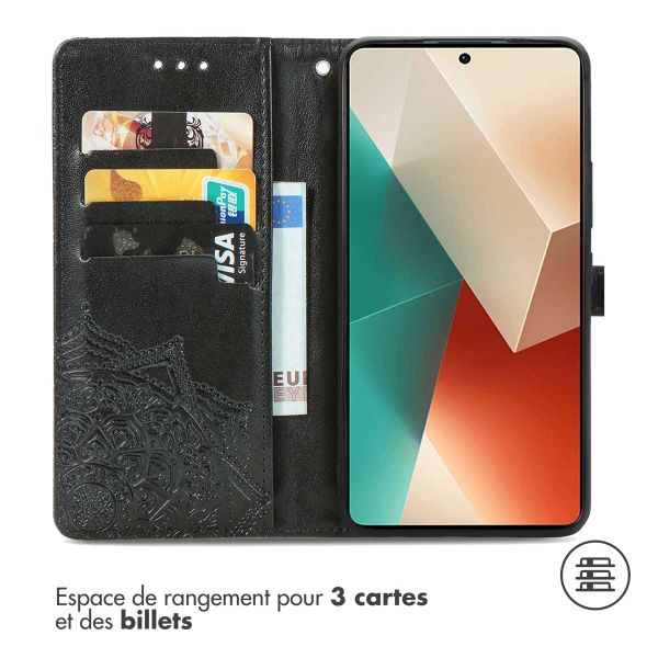 imoshion Etui de téléphone portefeuille Mandala Xiaomi Redmi Note 13 Pro (5G) / Poco X6 - Noir