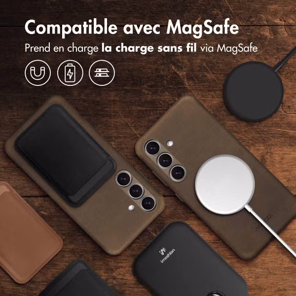 Accezz Coque MagSafe en cuir vintage Samsung Galaxy S24 / S25 - Rustic Brown