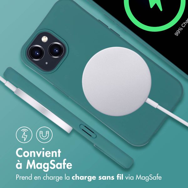 imoshion Coque arrière Color avec cordon amovible et MagSafe Apple iPhone 15 - Vert foncé