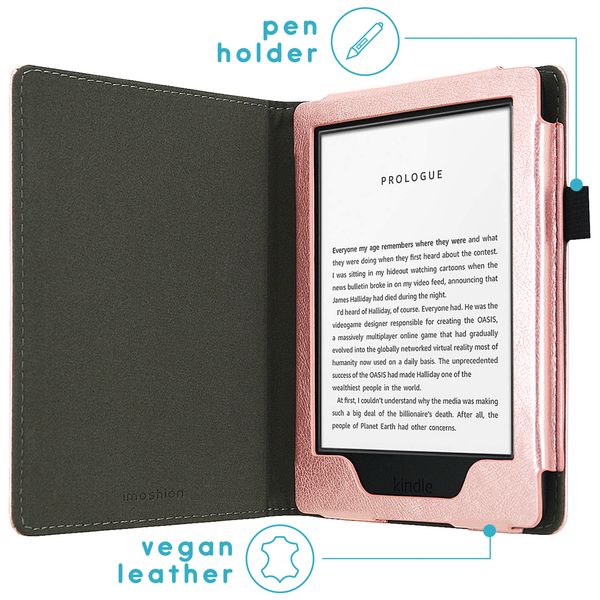 imoshion Étui de liseuse en cuir végan Amazon Kindle 10 - Rose