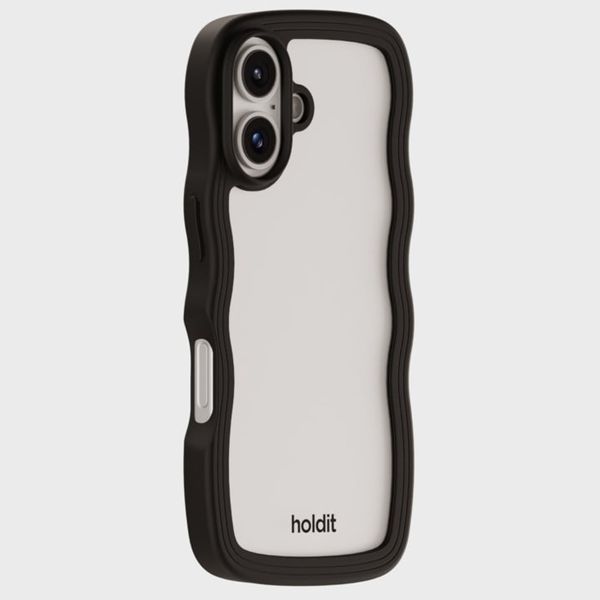 Holdit Coque Wavy iPhone 16 - Black / Transparent