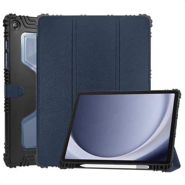 Accezz Coque tablette Rugged Trifold Samsung Galaxy Tab A9 Plus - Bleu foncé