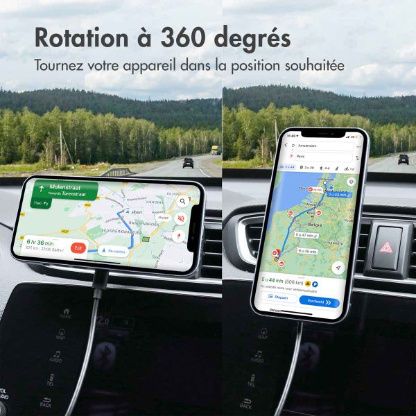 Accezz Support de téléphone pour voiture - MagSafe - Chargeur sans fil - Universel - Grille de ventilation - Noir