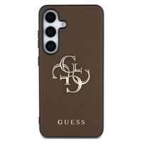 Guess Coque 4G Metal Logo Saffiano Samsung Galaxy S25 - Marron