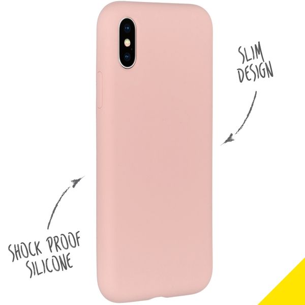 Accezz Coque Liquid Silicone iPhone Xs / X - Rose