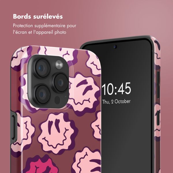 Selencia Coque arrière Vivid avec MagSafe Apple iPhone 15 Pro - Wavy Smiley Pink