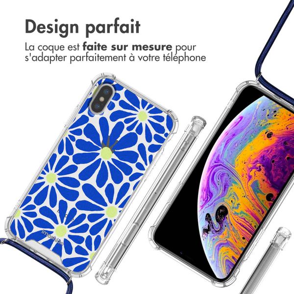 imoshion Coque Design avec cordon Apple iPhone X / Xs - Cobalt Blue Flowers Connect