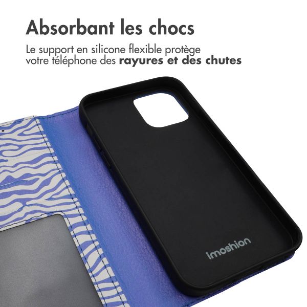 imoshion Étui de télephone portefeuille Design Apple iPhone 12 (Pro) - White Blue Stripes