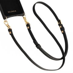 Selencia Cordon de téléphone crossbody Selencia en véritable cuir - Noir